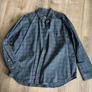 Ralph Lauren Blue and Green Plaid Button-Down Shirt 100 % Cotton